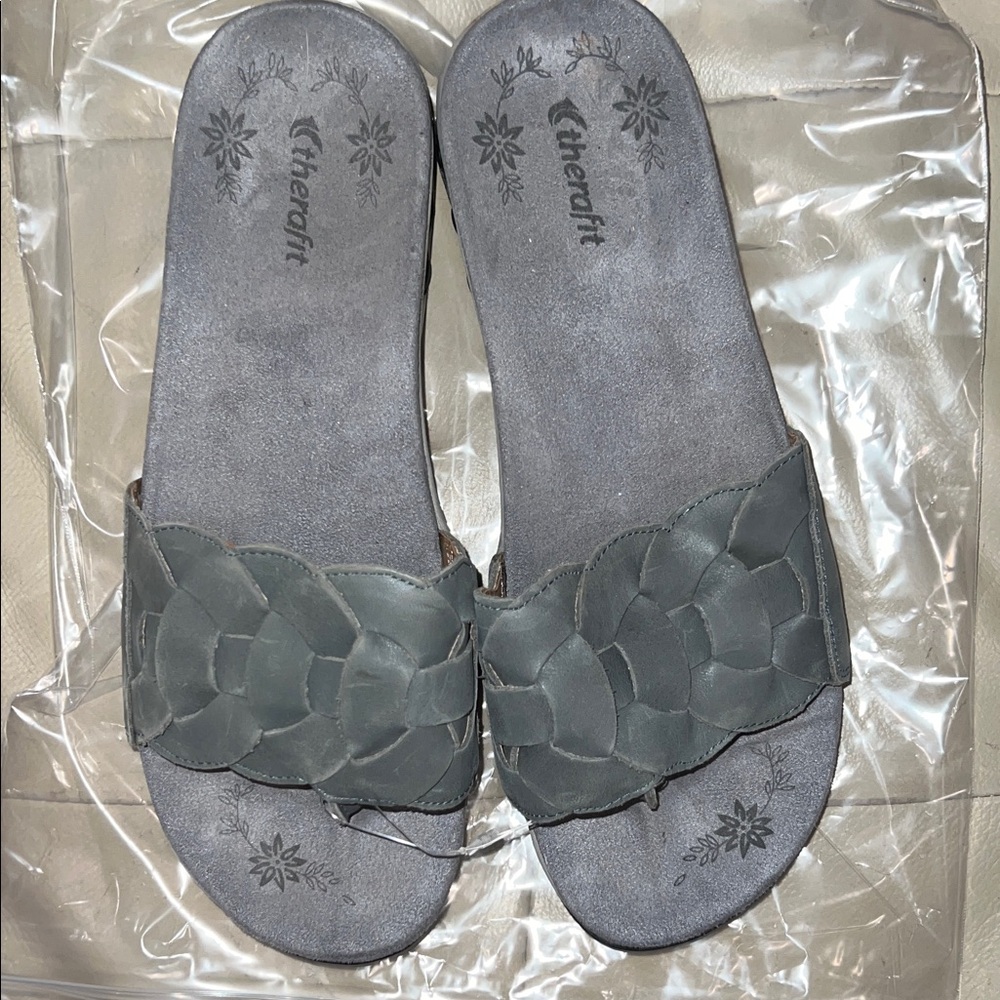 Therafit Women's Woven Gray Thong Sandals